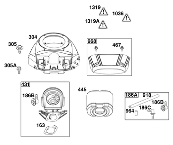 Blower Housing And Air Cleaner Group Diagram and Parts List for 44U877-0004-B5 400000 - 699999 Briggs and Stratton Engine